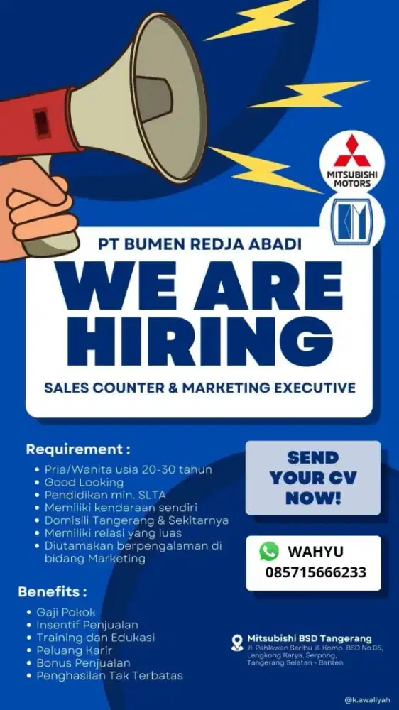 Lowongan sales marketing MITSUBISHI BSD