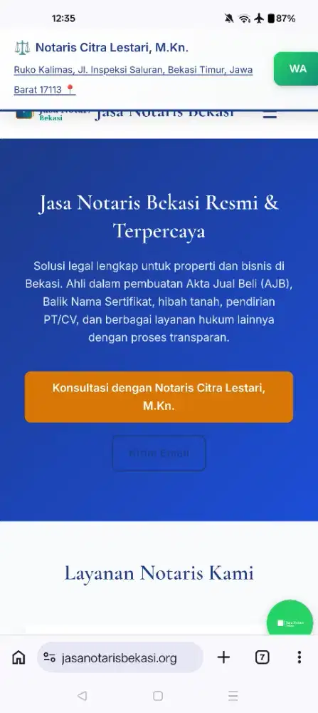Dijual website #1 utk notaris bekasi