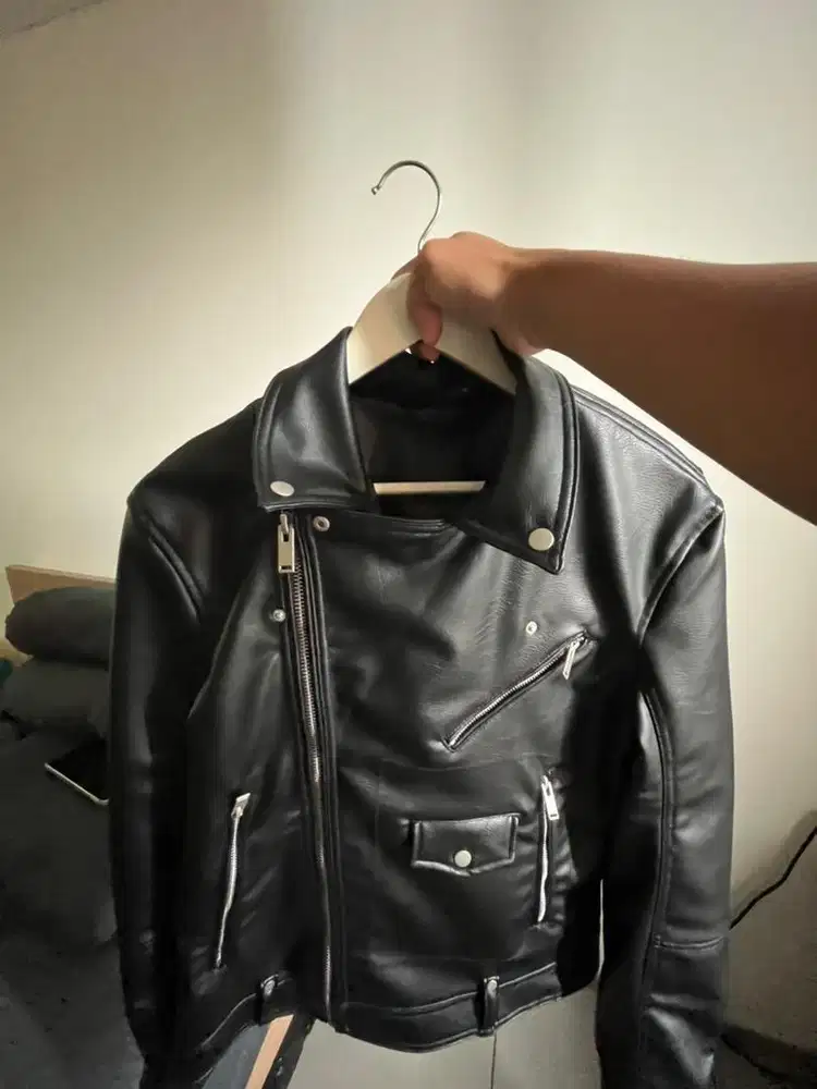 Jaket Kulit Rock n Roll Full Black