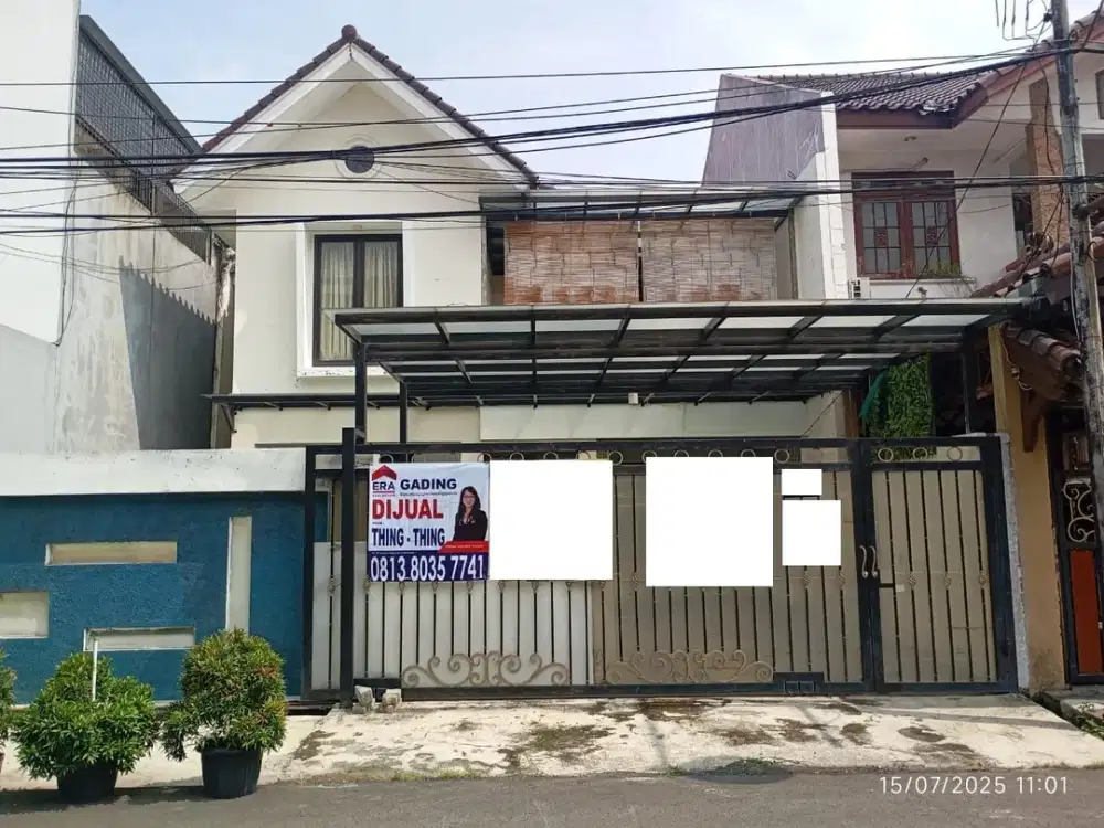 Ss.2861 - Murah !! Dijual Rumah Minimalis Luas 196 Jalan 3 Mobil di Gading Griya Lestari Hadap Timur
