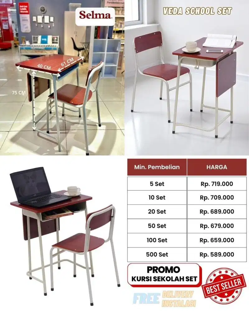 Meja Belajar Sekolah Set Promo Murah