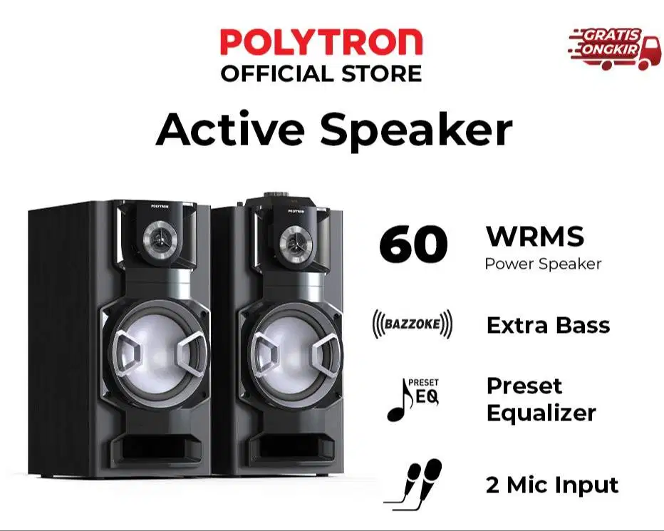 POLYTRON Bluetooth Speaker Aktif Karaoke 8 Inch PAS 8E12