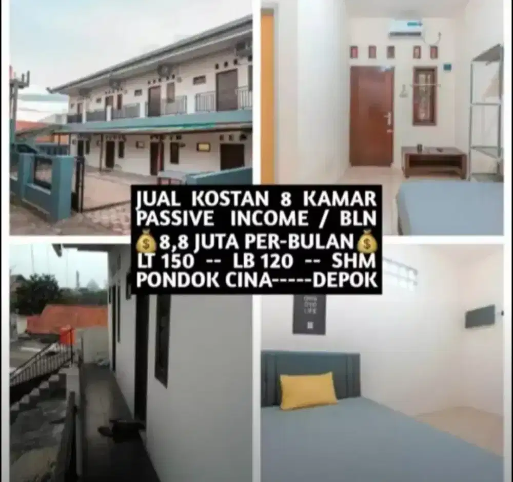JUAL BU KOST KOSAN 8 KAMAR DI PONDOK CINA BEJI DEKAT UI KAMPUS DEPOK