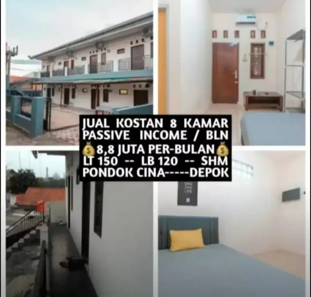 JUAL BU KOST KOSAN 8 KAMAR DI PONDOK CINA BEJI DEKAT UI KAMPUS DEPOK