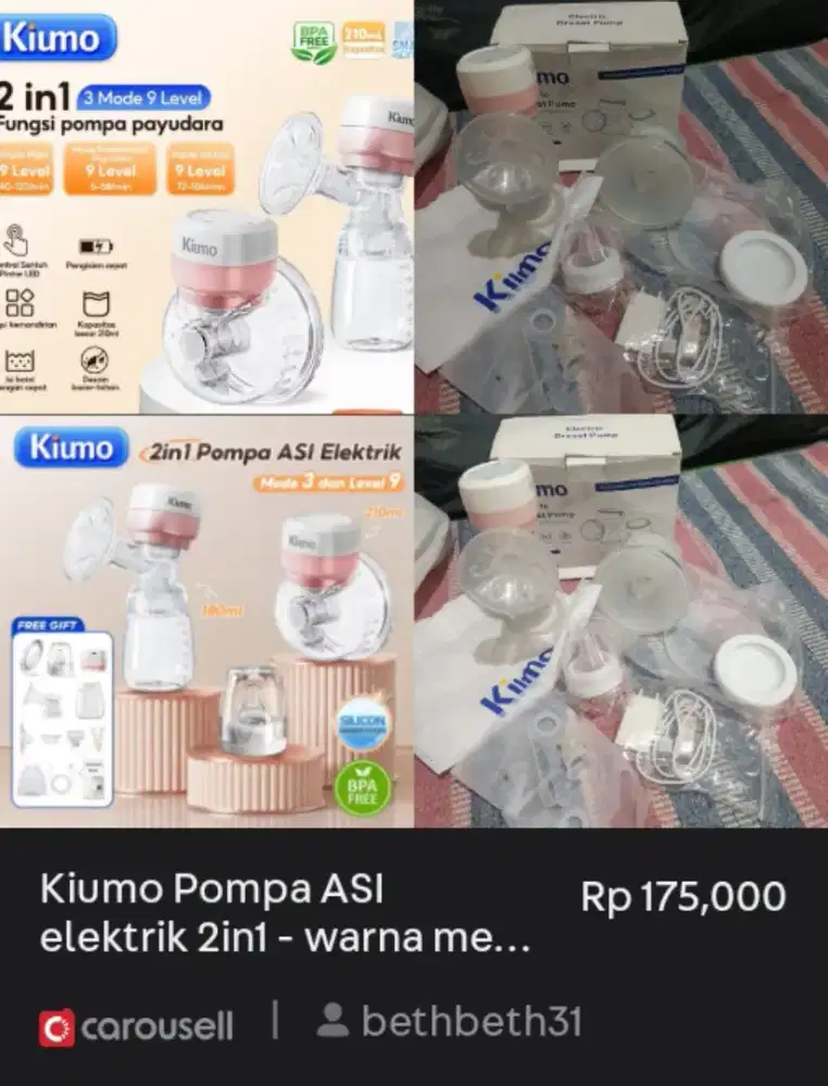 Kiumo pompa ASI elektrik 2in1 - warna merah muda