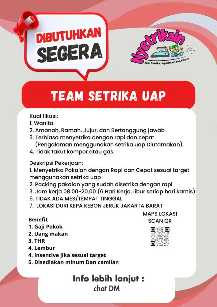 dibutuhkan bagian setrika uap