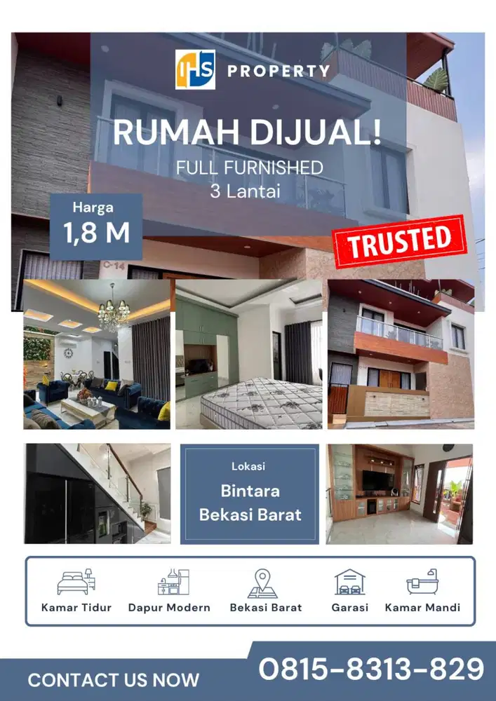 Dijual Rumah 3 Lantai Full Furnished Bebas Banjir Siap Huni
