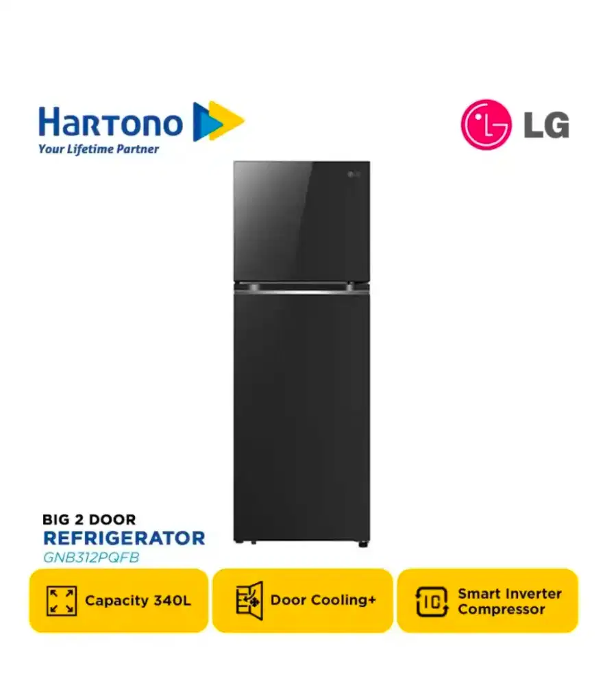 LG KULKAS 2 PINTU BESAR BIG 2
DOOR REFRIGERATOR GNB312PQFB
GNB312PQFB