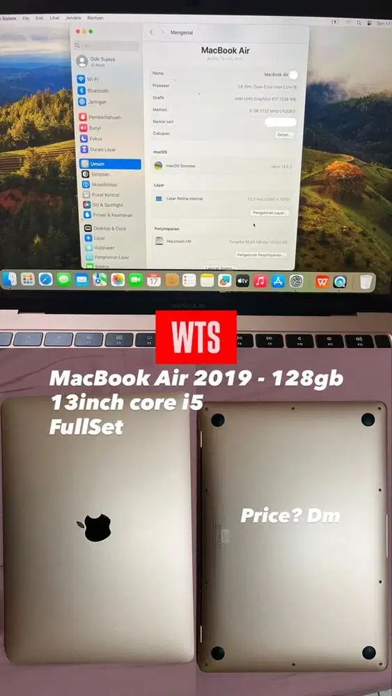 Macbook air 2019 gold 128gb