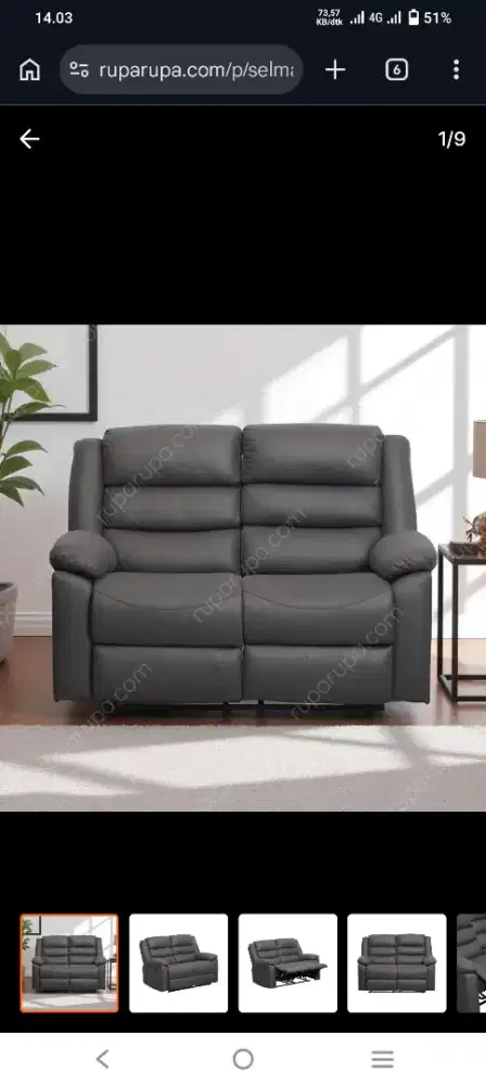 PROMO !! SELMA LEXUS SOFA RECLINER FABRIC 2 SEATER