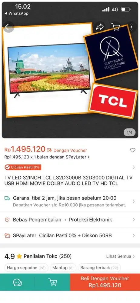 JUAL TV MASIH BARU BELUM PERNAH DIPAKAI 2023 (TCL 32 inch LED TV)
