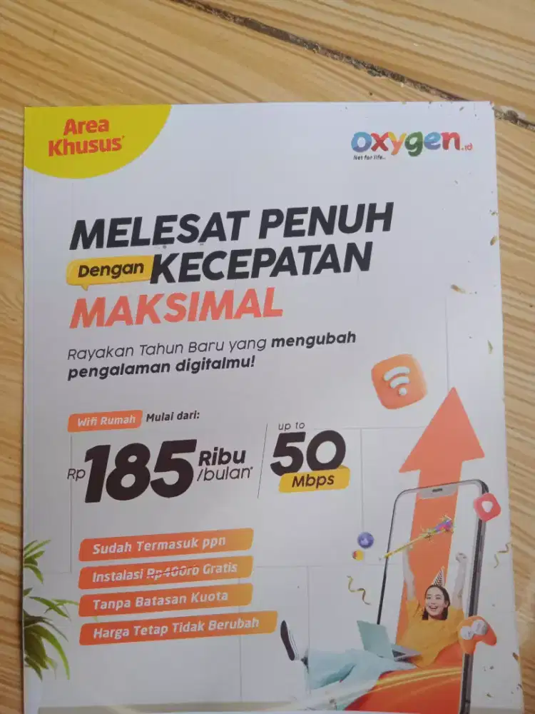 Barangkali ada yg mau psang wifi. Kita dari provider Oxygen