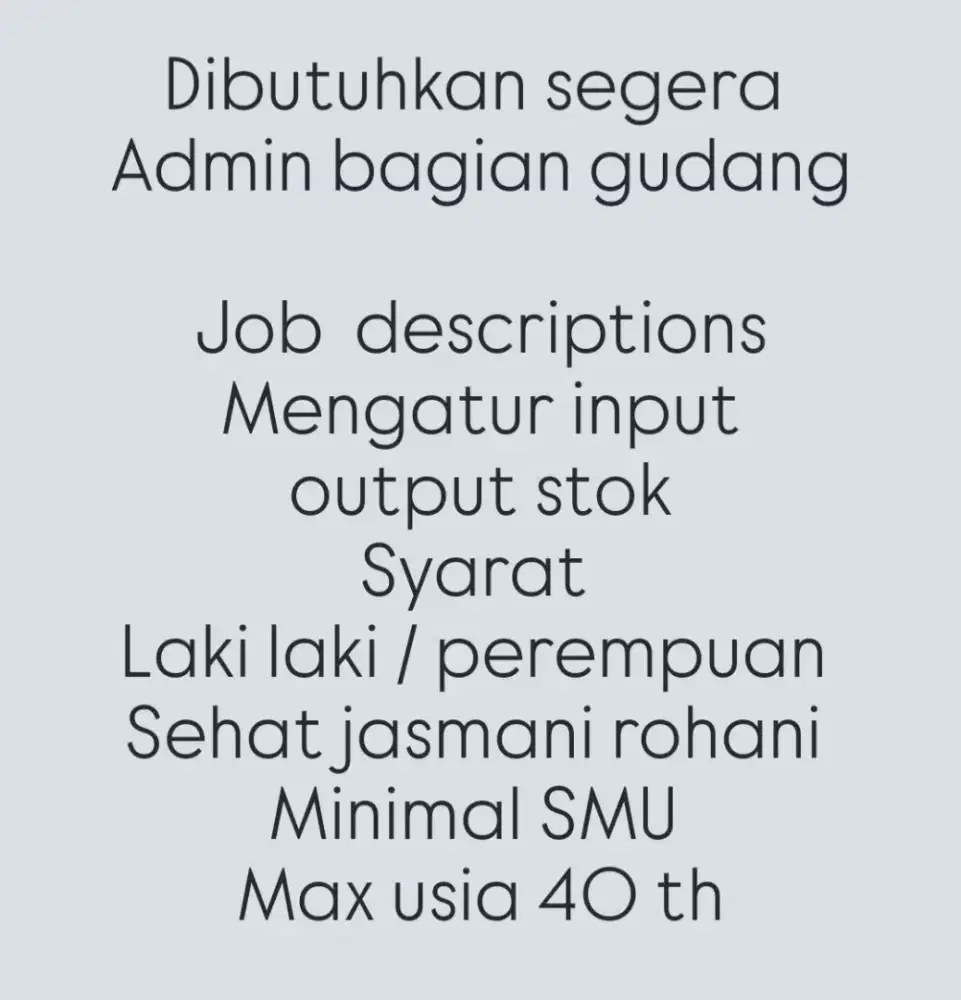 Dibutuhkan tenaga admin