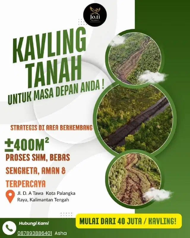 Dijual Tanah Kavling 400m² Palangka Raya – Lokasi Strategis, Proses SH