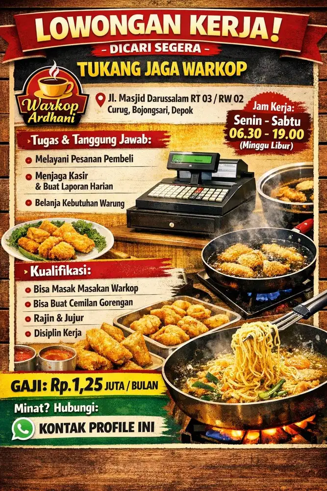 Di Cari secepatnya penjaga Warkop