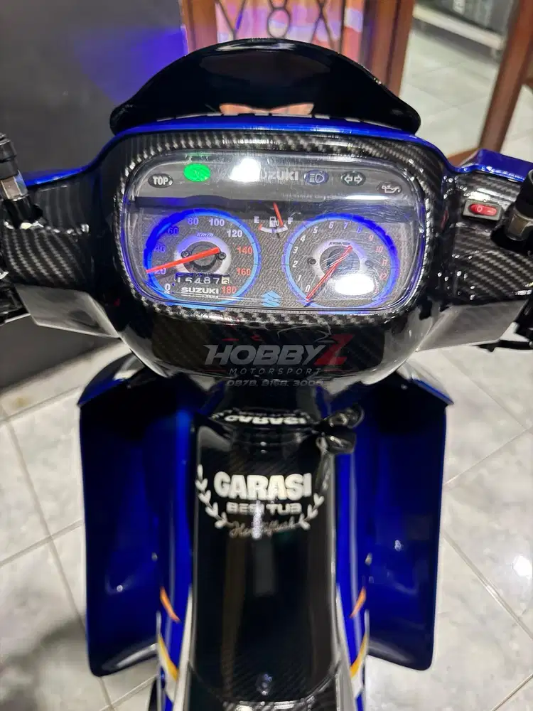 Suzuki satria hiu 120R Lscm biru putih modif ninja hedon 2004,mantap