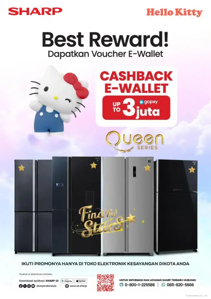 Kulkas SHARP Promo cashback Gopay/OVO/Pulsa