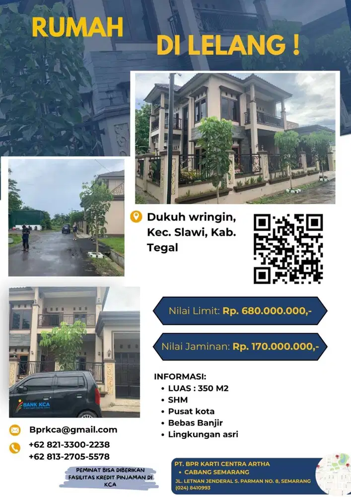 Aset Bank! Rumah Mewah Murah 2 Lantai 350m2 Slawi Tegal