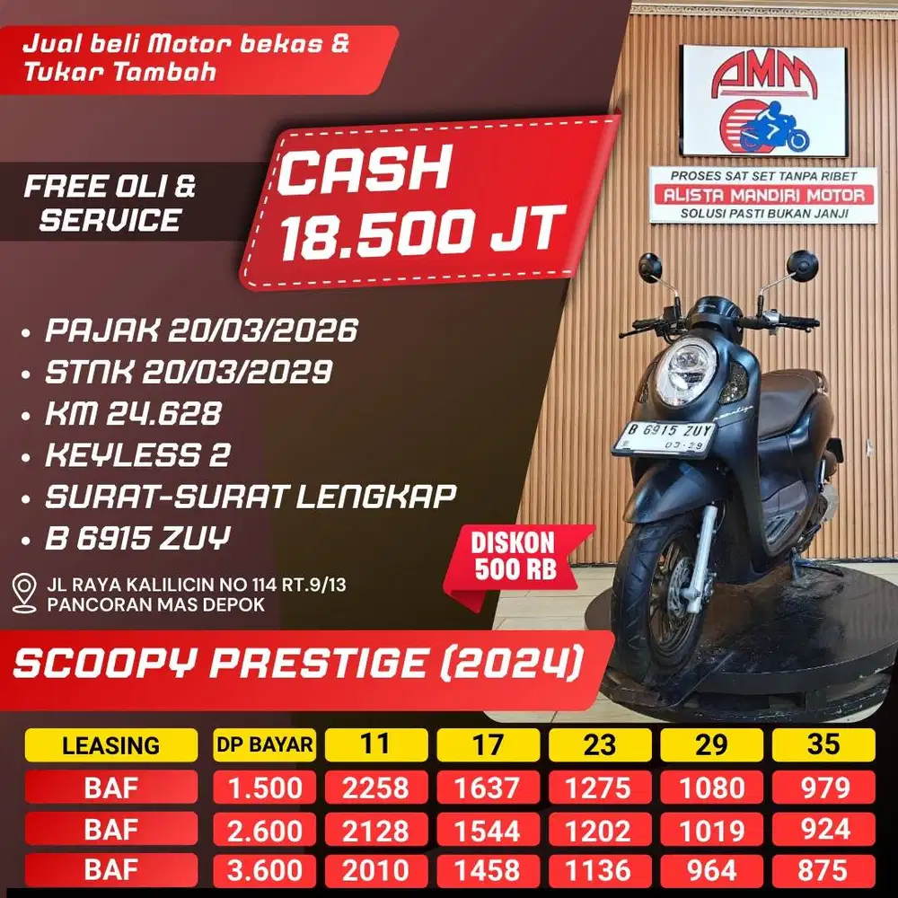 SCOOPY PRESTIGE 2024 PAJAK HIDUP REMOT 2 CASH KREDIVO INDODANA ALISTA