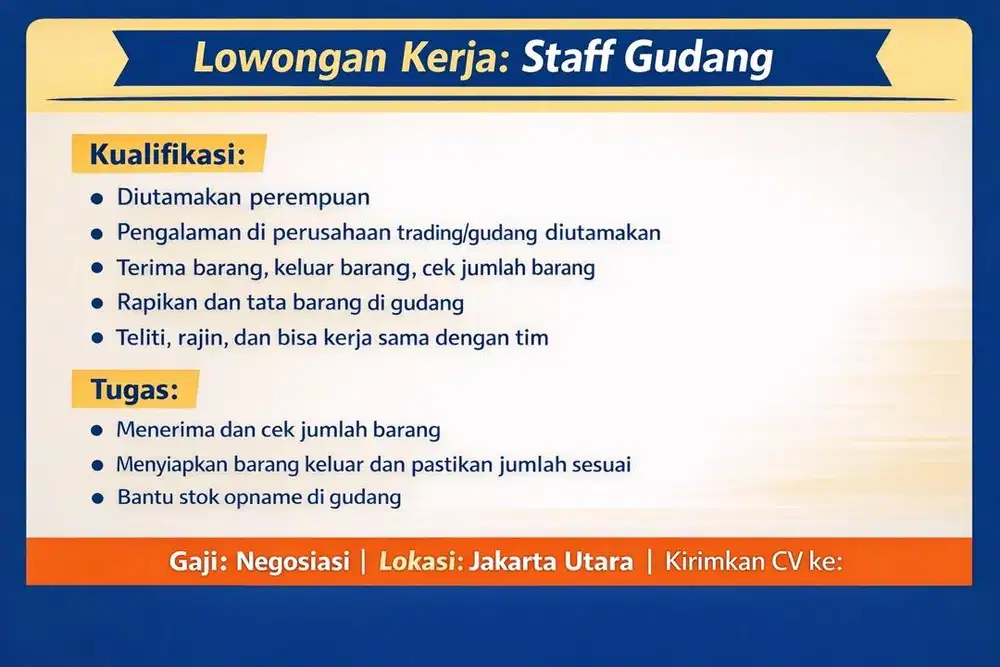 Lowongan Kerja: Staff Gudang