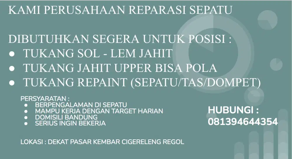 lowongan kerja tukang sol untuk reparasi sepatu