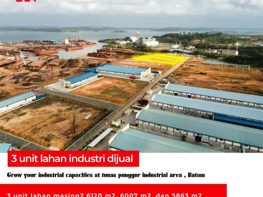 Dijual 3 unit  kavling tunas industri Kabil batam