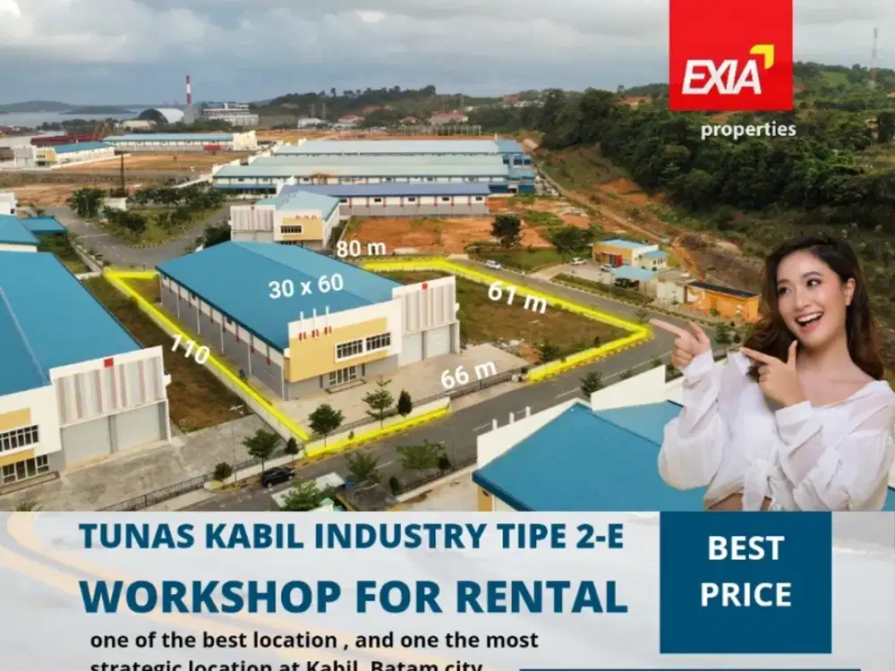 Disewakan Gudang  strategis  hook 2000m2 lahan 5490 m2 Tunas Kabil