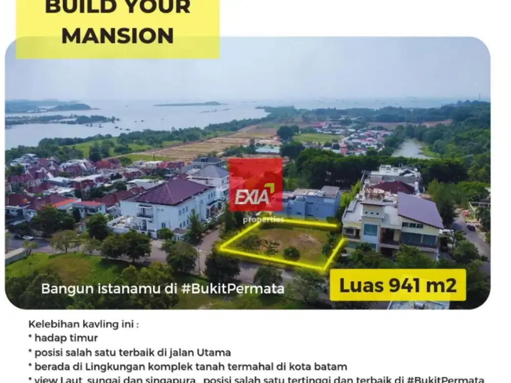 dijual kavling hook 941m2 rumah mewah terbaik di kota batam