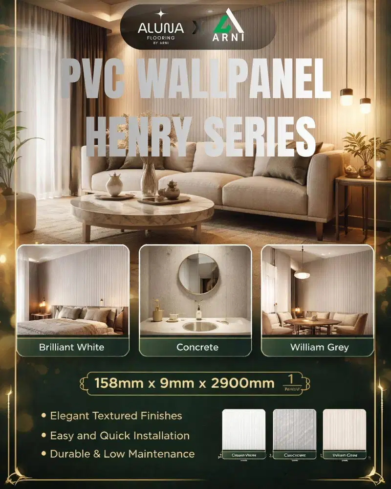 WALLPANEL HENRY Series PVC | WallPanel Motif Kayu | Dekorasi Dinding M