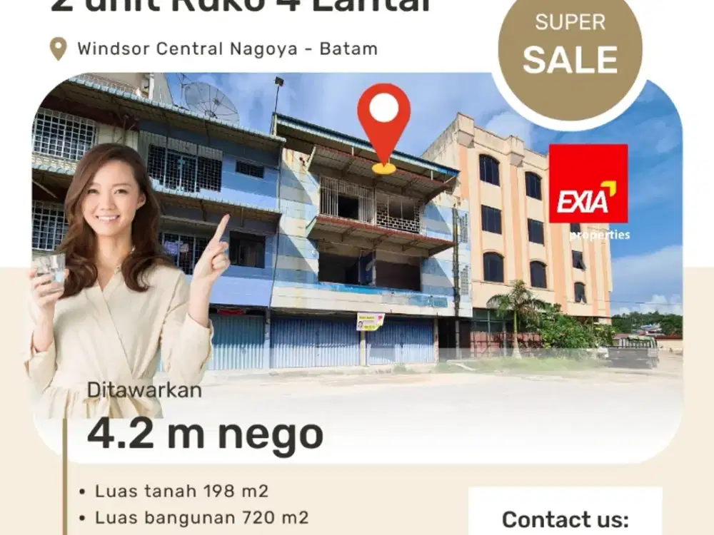 jual cepat 2 unit Ruko 4 Lantai pusat kota Nagoya Bata.