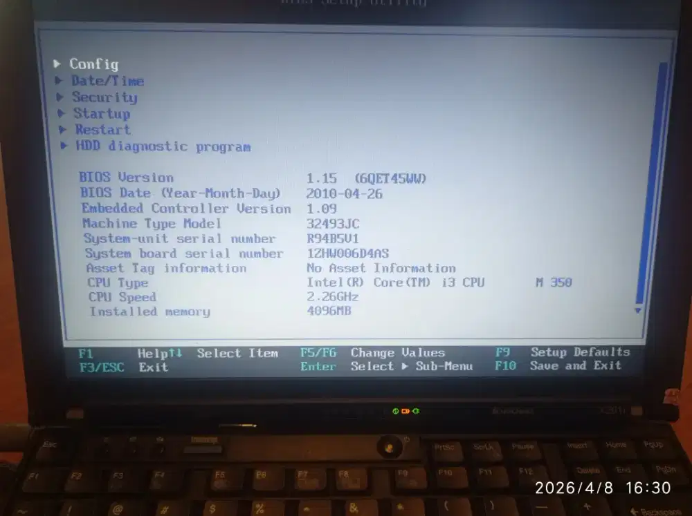 Thinkpad x201i i3 gen 1 ram 4 hdd 320.