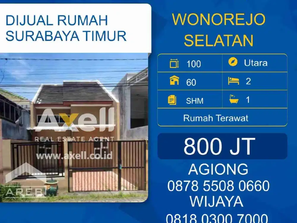 Rumah Wonorejo Selatan Dijual