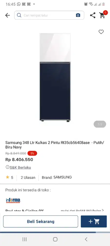 Samsung kulkas 2pintu