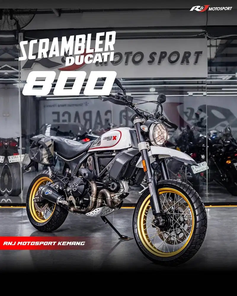 Ducati Scrambler 800 enduro Nik 2017 Warna putih Knalpot Termignoni