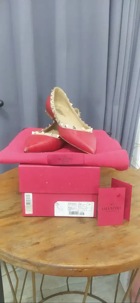 Valentino Garavani Rockstud Ballet Flats Red Size 39 Original Full Set