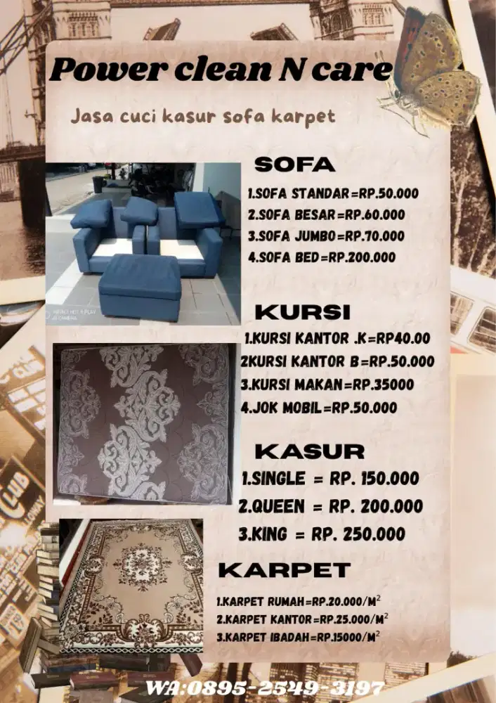 Cuci sofa kasur springbed karpet jokmobil