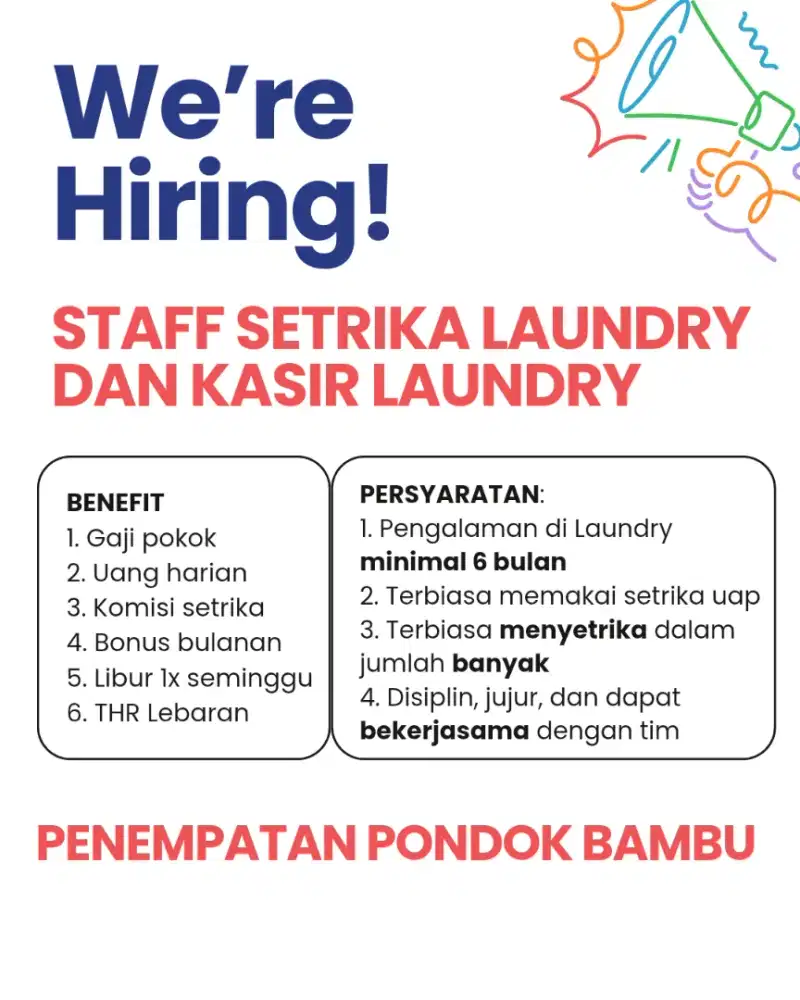 Karyawan Laundry (Setrika dan Kasir)