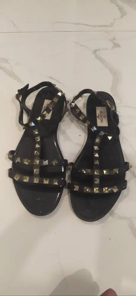 Valentino Garavani Rockstud Jelly Sandals Black Original Size 39
