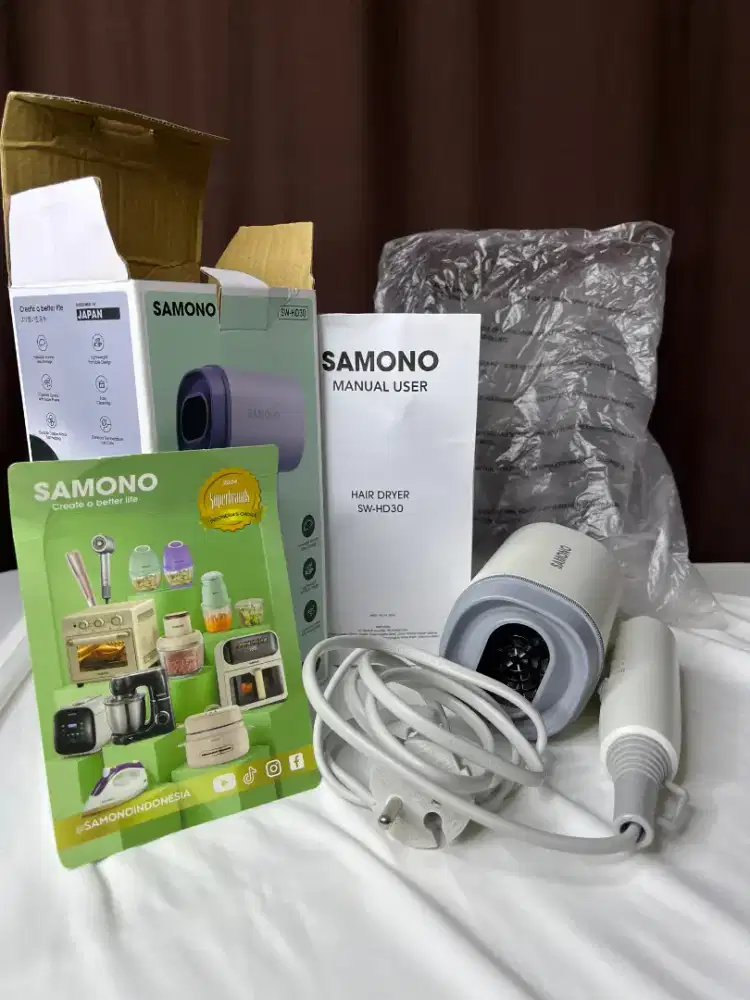 Samono SW-HD30 Hair Dryer Fullset Original | Like New Cuma Pakai 1x