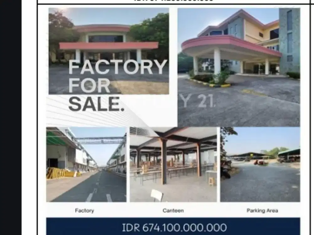 Di Jual Pabrik,Gudang Dan Mess EKS Garmen Lokasi Di Purwakarta