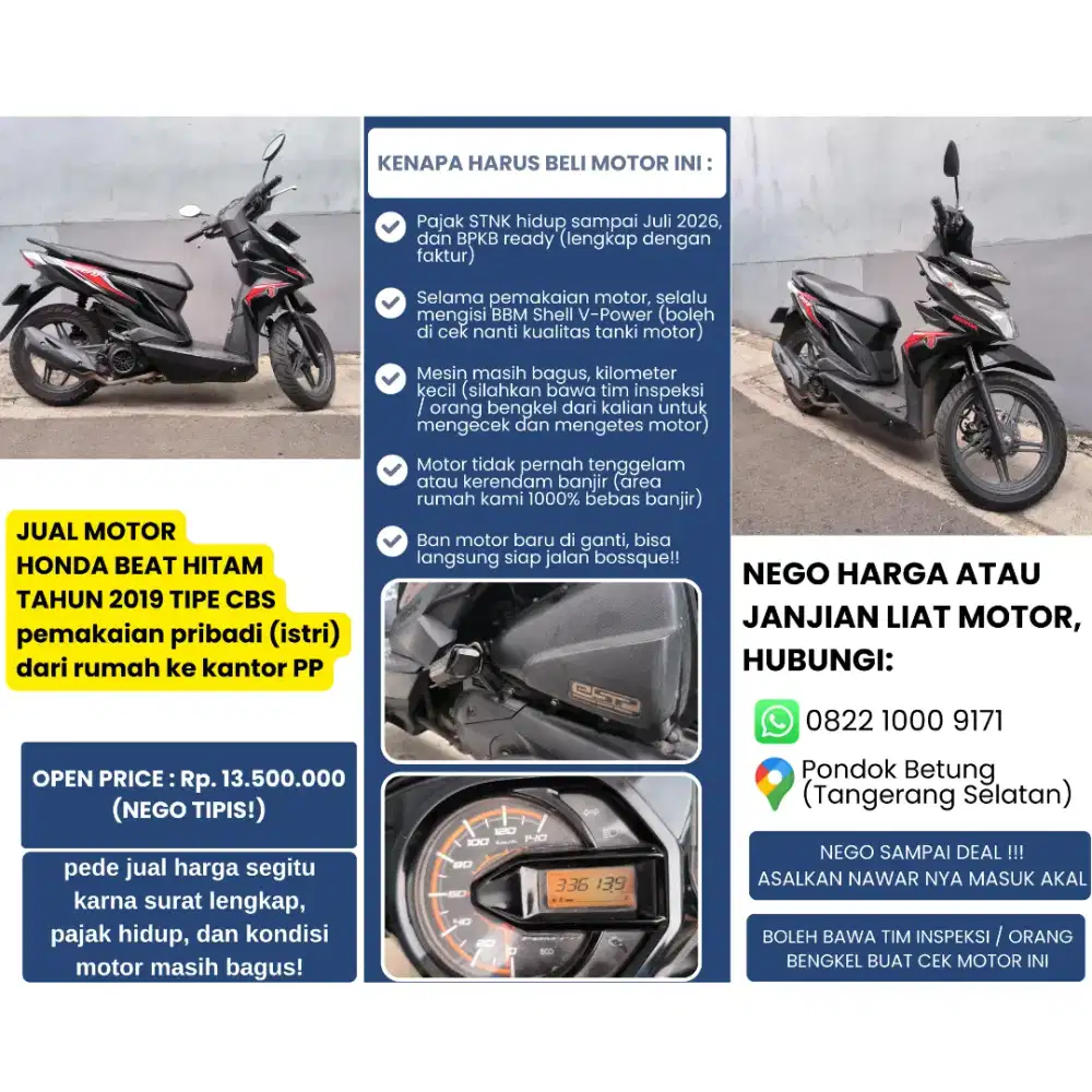 JUAL HONDA BEAT TAHUN 2019 (NEGO SAMPAI DEAL)
