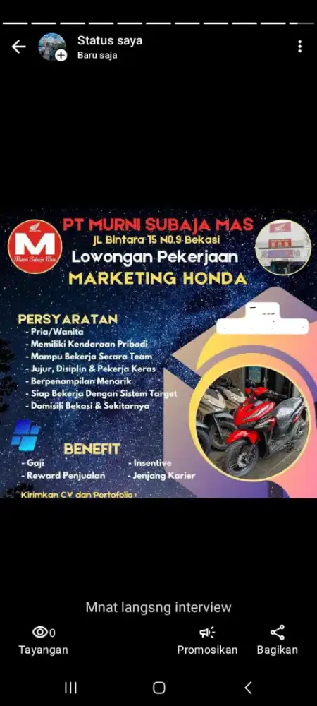 Loker sales Honda