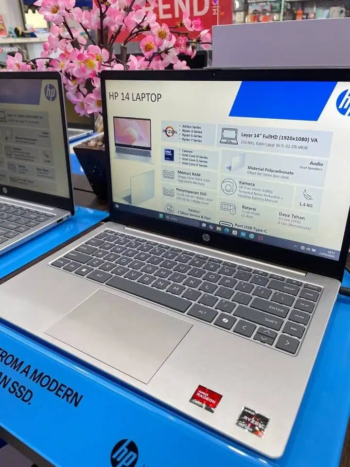 Laptop HP 14 EM0320AU / EM0321AU Ryzen 3 7320U 8GB SSD 512GB 14′′ FHD