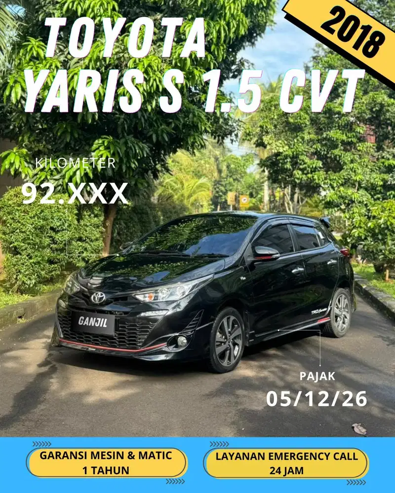 TOYOTA YARIS S TRD 2018 AT MATIC GANJIL