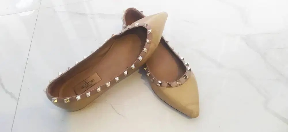 Valentino Garavani Rockstud Flats Nude Original Size 39