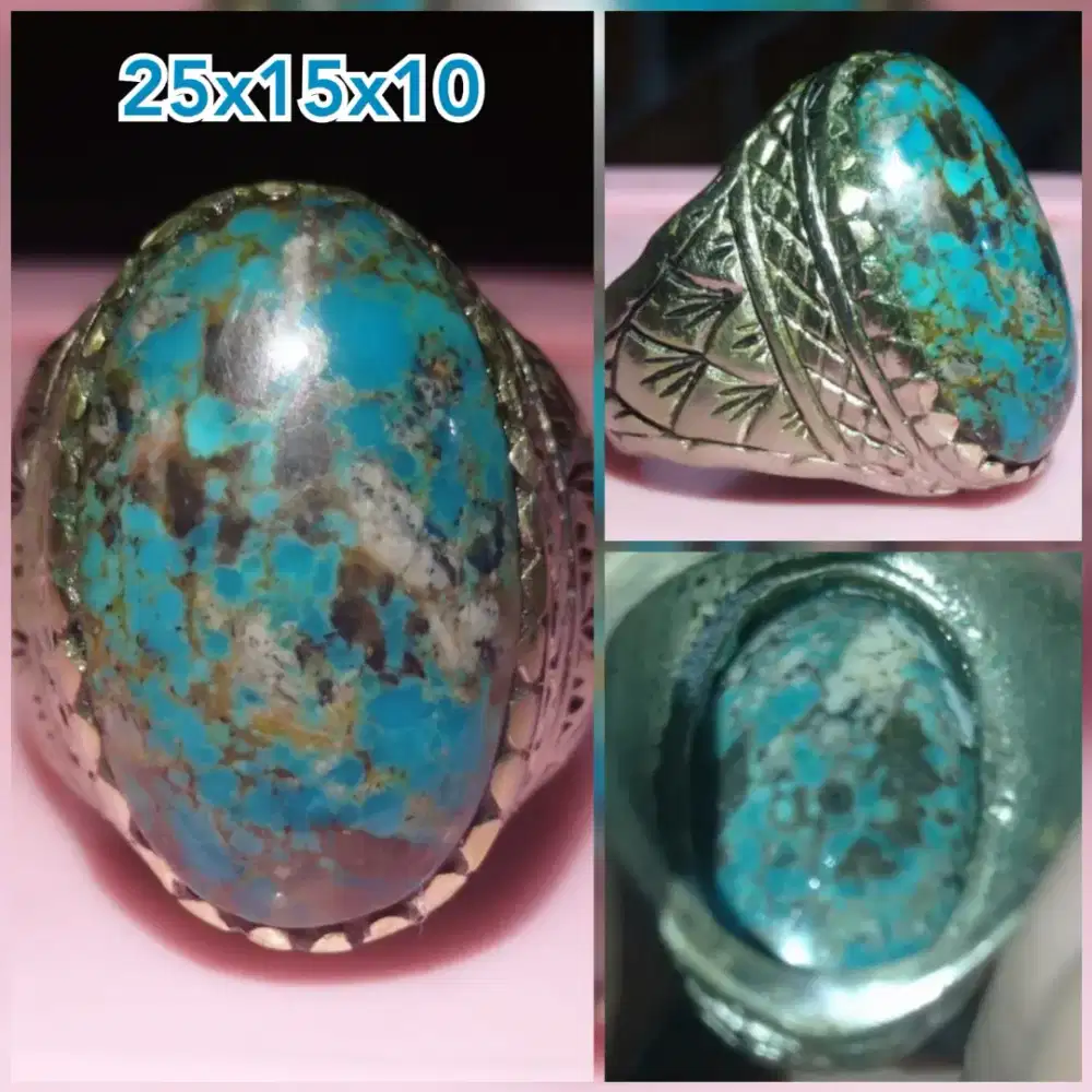 Batu Akik Pirus Persia Serat Emas Full Daging Mumbul Jumbo