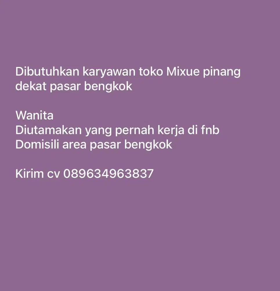 Dibutuhkan crew store