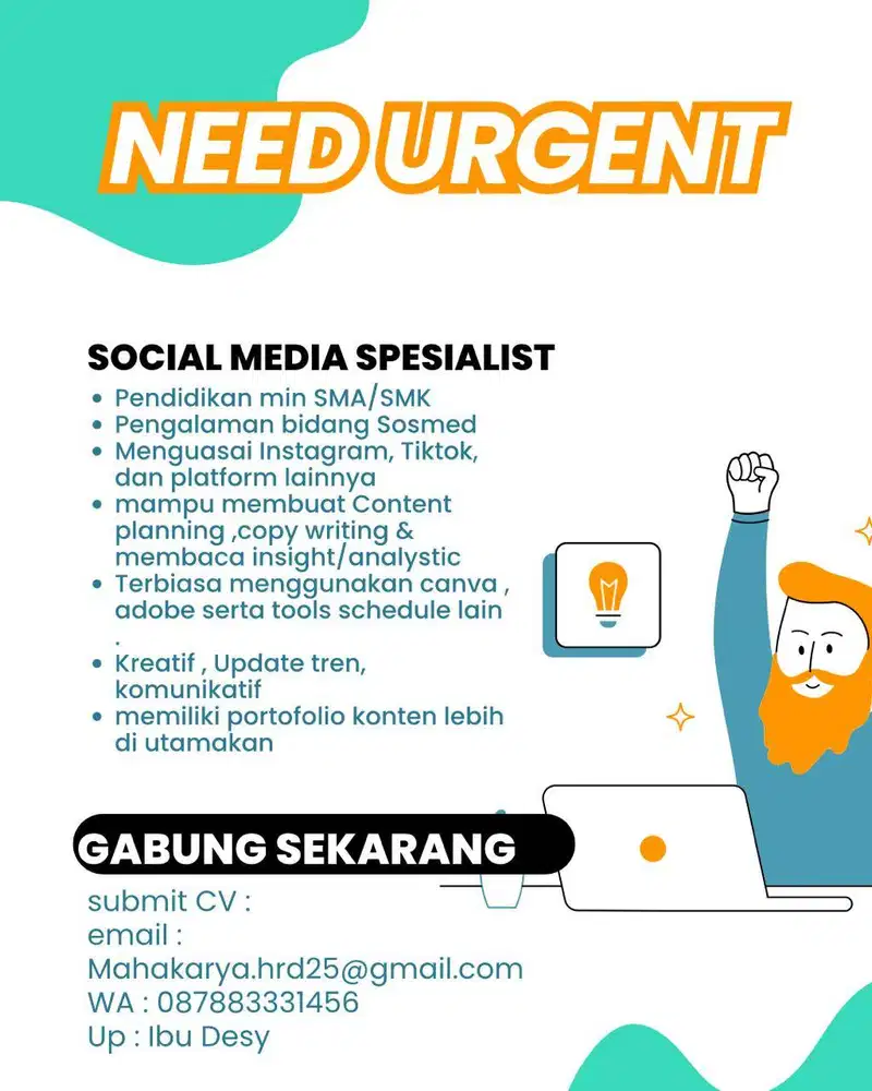 Lowongan pekerjaan Admin Sosmed