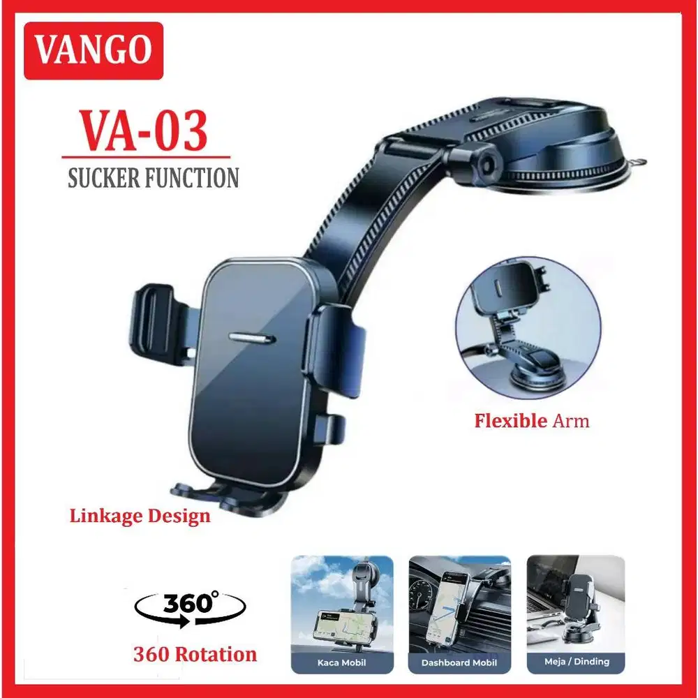 PHONE HOLDER VANGO Va03 HOLDER DASHBOARD KACA MOBIL 360° ROTATION