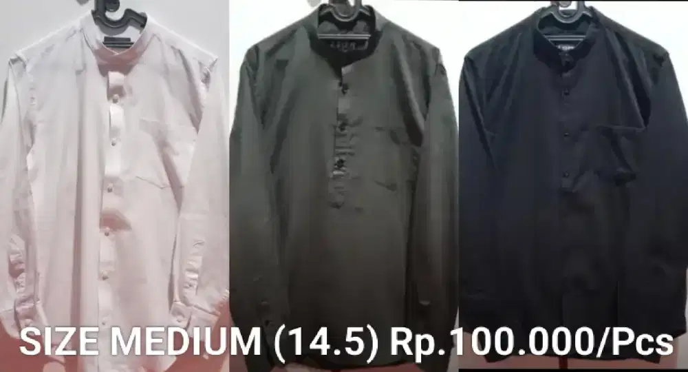 Kemeja baju koko kerah Shanghai turtle neck slim body fit